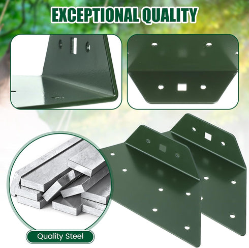 4 Pcs A Frame Bracket for Swing Set, Wooden Swing Accessories with Tools Hardware for Playground Support (Green)