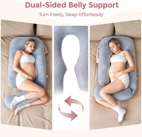 Momcozy Dreamlign 50-72 Inch Pregnancy Pillow for Sleeping, U Pro Maternity Pillow with Adjustable Leg Pillow