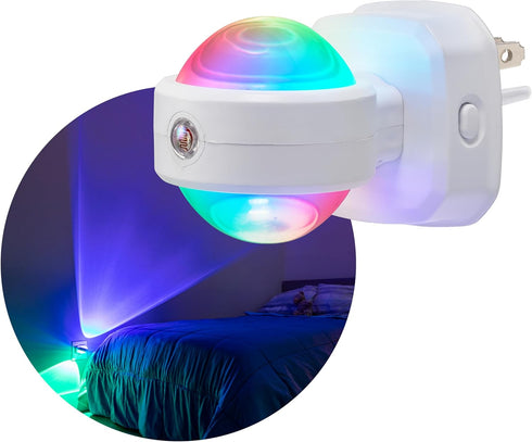 GE Color-Changing Swivel LED Night Light, Plug-in Dusk to Dawn Sensor, Rotating Ambient Lighting Projector for Kids