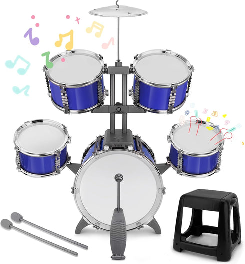 Upgraded Kids Drum Set for Toddlers 1-3, Plastic Musical Jazz Drum Instruments Kit for Birthday