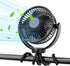 Koonie 5000mAh Portable Stroller Fan - 3-Speed Battery Operated, Flexible Clip-on Tripod,