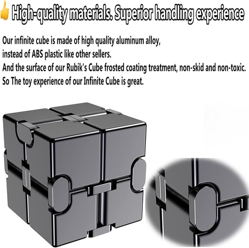 FUFUYOU Infinity Cube Fidget Toys Anxiety Stress Relief Toys for Men Aluminum Alloy Material (Gray)