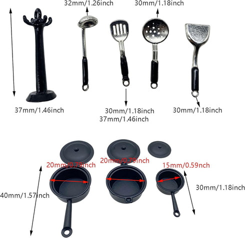 Cayway Miniature Kitchen Accessories Miniature Cookware Accessories Mini Food Accessory Mini Pot Dish Knife Fork