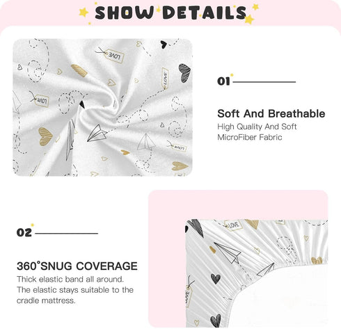 Emelivor Paper Airplane White Baby Crib Sheets for Boys Girls Soft Nursery Bedding Sheet Crib Mattress Sheets for Girl