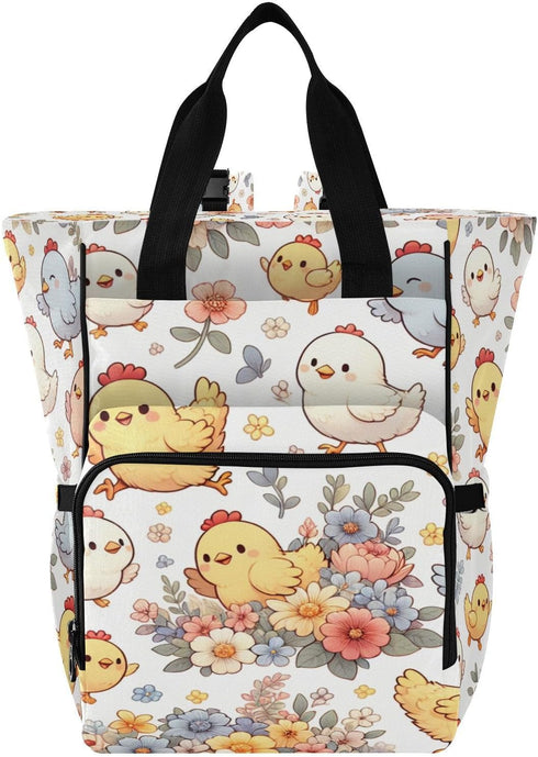 YANENDIE Cute Cartoon Chickens Diaper Bag Backpack, Unisex Travel Baby Backpack Diaper Bags