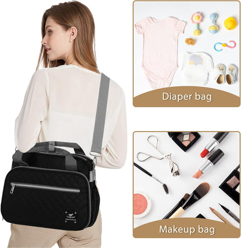 GOGOSO Crossbody Small Diaper Bag, Cute Mini Baby Diaper Tote Bags with Insulated Pockets for Traveling Outdoor Parent