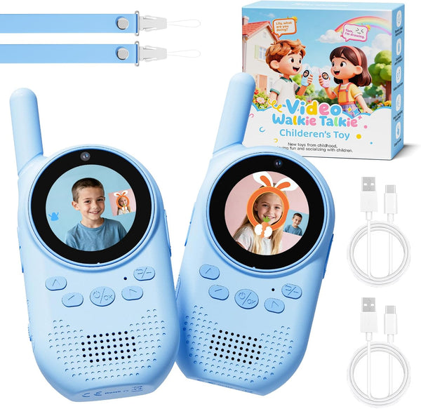 HEWEIMEI Video Walkie Talkies for Kids, Rechargeable Kids Walkie Talkies with Screen Display