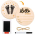 NQEUEPN Baby Announcement Sign Plate, 5.9in Wooden Newborn Disc Board with Ink Pad