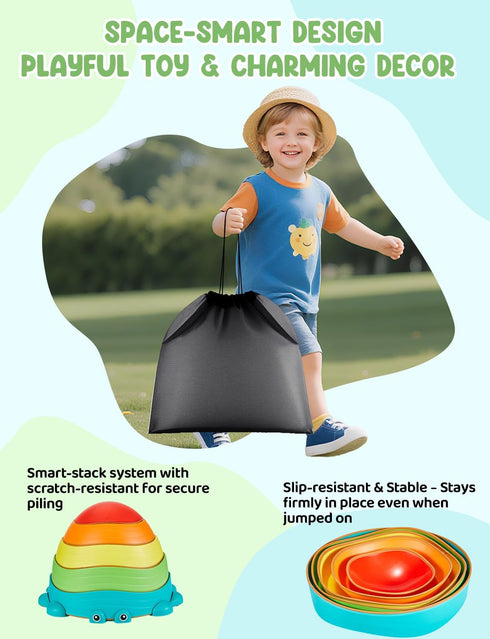 5 Pack 3-5 YOHOOLYO Stepping stone for kids, Non-Slip Child Balance Stones, Outdoor Indoor Play Toys, Rainbow Crab