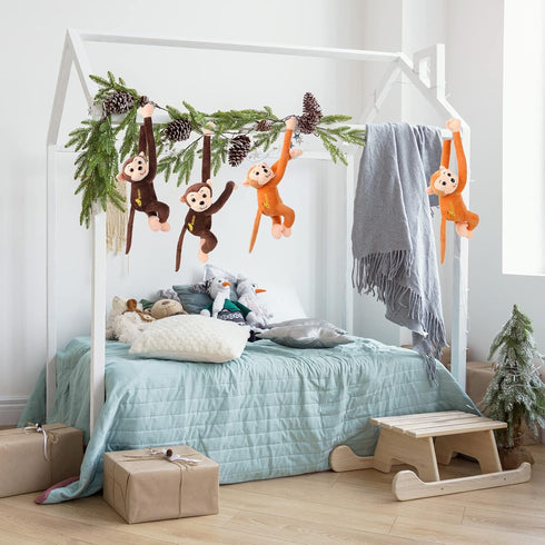 Libima 12 Pack 17.8 Inch Large Hanging Monkey Stuffed Animals Plush Toy with Hook and Loop Fastener