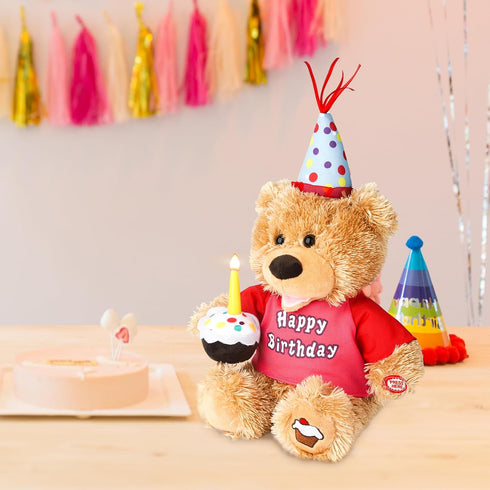 Adults,12" Dancing Singing Happy Birthday Interactive Teddy Bear Stuffed Animal W/Cupcake,Singing Stuffed Animals