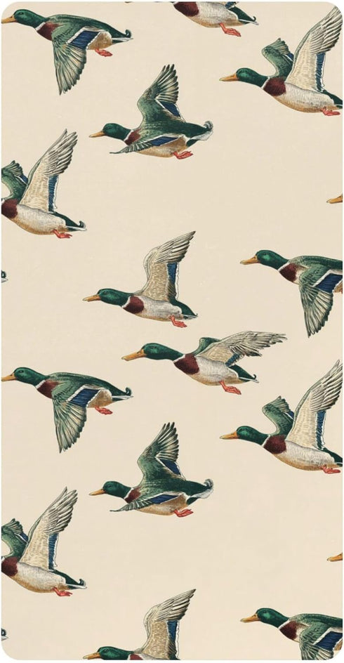 Mazeann Vintage Mallard Duck Crib Sheets Soft Breathable Fitted Cotton Baby Crib Sheets