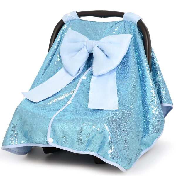 Baby Carseat Canopy Cover with Bow for Girls Boys with Bow Stroller