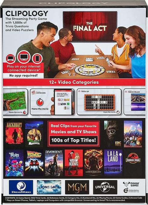 Clipology Game - The Premier Streaming Board Game Featuring Real Clips From Movies & TV Shows