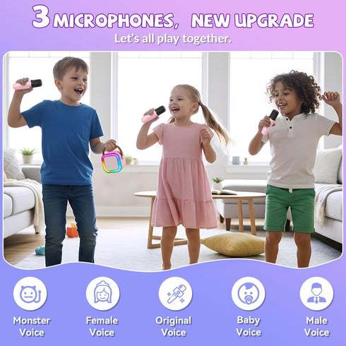 CscyyAmz 3 4 5 6 7 8 9 10 11+ Upgraded Mini Karaoke Machine with Wireless Microphones for Kids Girls Boys - Karaoke