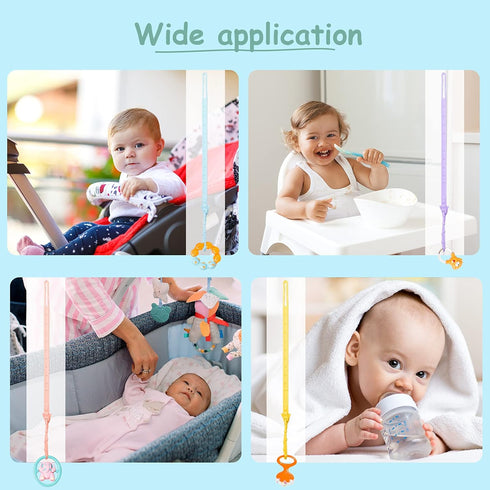 10 Set Nuanchu Pcs Toy Straps for Baby, Silicone Pacifier Clip, Applies to Car Seat Toy, Teether Toy, High Chair