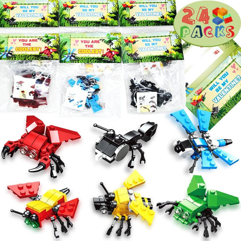 WODMAZ 24 Packs Insect Building Blocks for Kids, Mini Animals Toys for Classroom Exchange Prizes