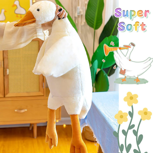 Goose Stuffed Animal Plush Toy, 20 Inch Cute Duck Pillow Doll, Gift for Anxiety Kids and Friends, White