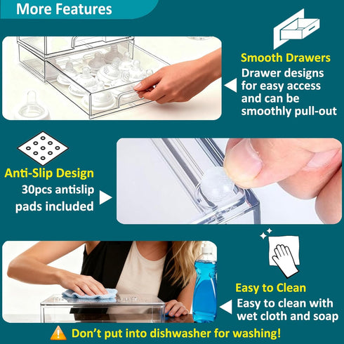 Azorteja Countertop 5Pack Baby Bottle Organizer for with Dust Protection, Stackable Baby Organizers and Storage