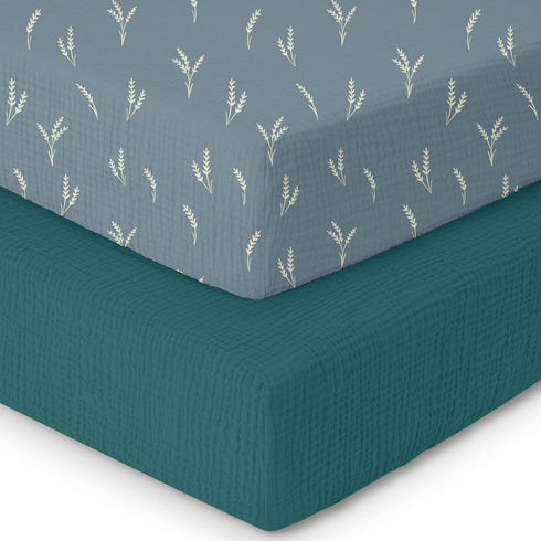 CoolaPeach Muslin Crib Sheets100% Organic Cotton Baby Sheets for Boys & Girls,2 Pack