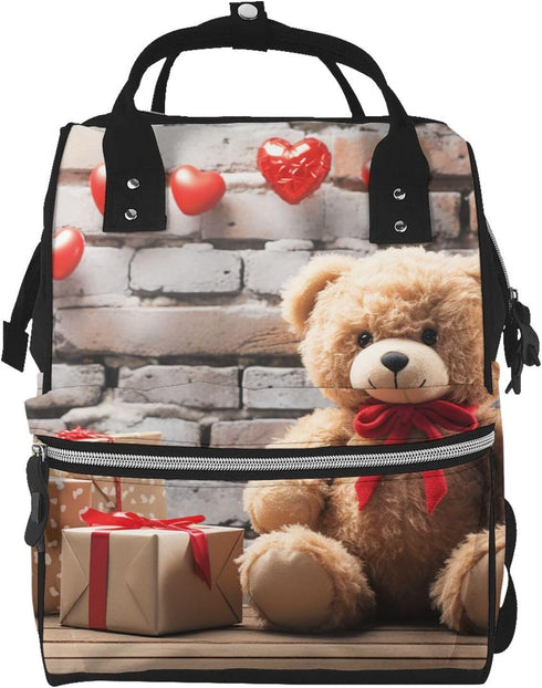 OUSIKA Cute Bear Valentine Gift Print Diaper Bag Multifunction Laptop Backpack Travel Daypacks