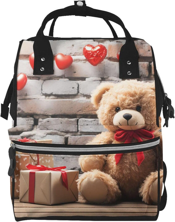 OUSIKA Cute Bear Valentine Gift Print Diaper Bag Multifunction Laptop Backpack Travel Daypacks