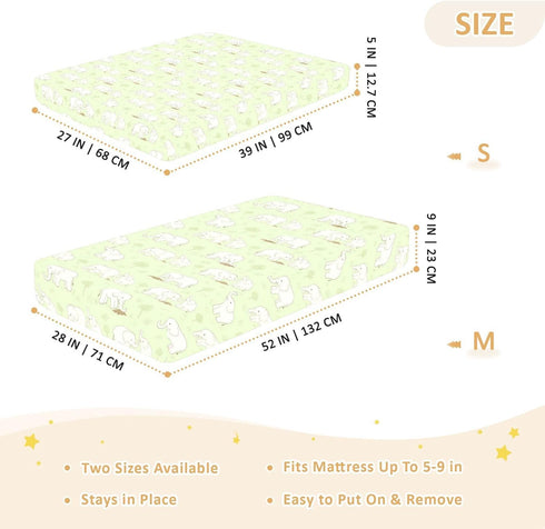 miaozhen 1 Pack 52x28 Cotton Baby Crib Sheets Soft Comfy Cute White Animal Elephants Green Muslin Crib Bedding