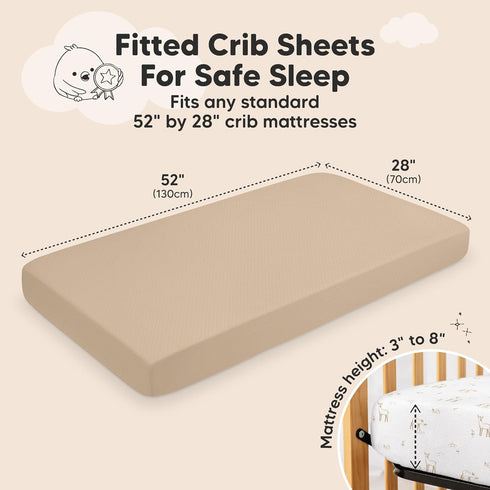 2-Pack 52x28 KeaBabies Fitted Crib Sheets for Boys, Girls, Baby - Soft Bamboo Viscose Cotton, Standard Crib Mattress