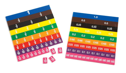 LEARNING ADVANTAGE Fraction/Decimal Tiles, Set of 51, Double-Sided Rainbow Tiles