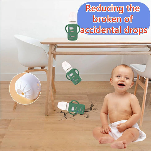 Frezonika 3 Pack 5OZ/150mL, 100% 1-3, (5 OZ) Silicone Sleeves Compatible with Dr Brown Wide-Neck Glass Baby Bottles