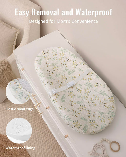 Blissful Diary Muslin Baby Changing Pad with Waterproof Lining Foam, Baby Changing Table Pad with Cover for Dressers