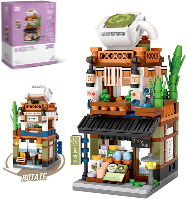 Japanese Street View Matcha Shop Building Blocks Set, Japanese Theme Store Simulation Model