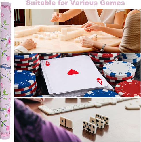 (31.5x31.5) Jongyance Pink Printed Mahjong Mat with Black Carrying Bag, Anti-Slip, Noise-Reducing, Mahjong Table Mat