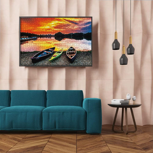 MaxRenard Sunset Scenery Jigsaw Puzzle 1000 Pieces for Adults, Canoe at Wetland During Sunset