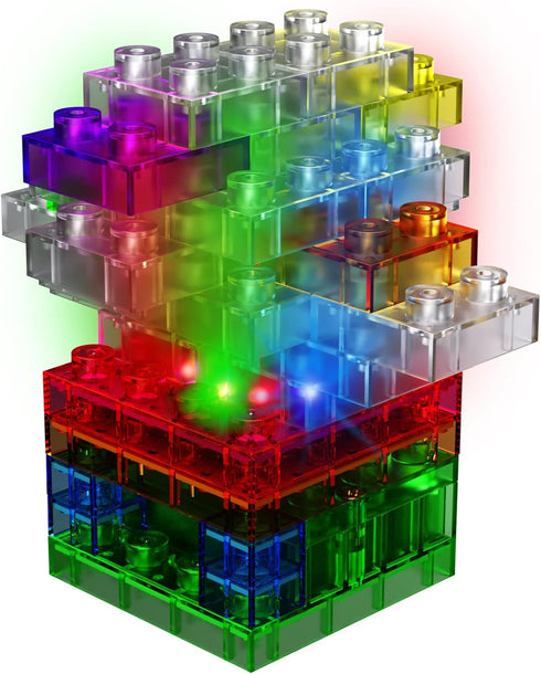 E-BLOX Build Your Own Sound Activated Dancing Lights STEM Kit, Voice Reacting Building Blocks Circuit Toy Set for Kids