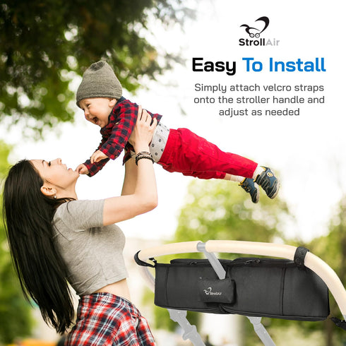 StrollAir Universal Best Double Parent Stroller Organizer Caddy with Insulated Cup Holder for Mountain Buggy TWIN