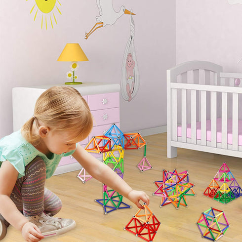 Magnetic Building Blocks Set, 132 Pieces Non-Toxic 3D Puzzle Toys for Kids and Adults, Magnet Stem Toys