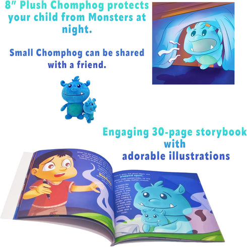 Mint Bucket Chomphogs on Guard Gift Set, Storybook and Bedtime Buddy for Kids Scared of The Dark