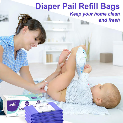 Refills|4 Pack 2772 40% 30% Refills Only Compatible with Dekor Classic Diaper Pail for Diapers(Extra Lengths)Diaper