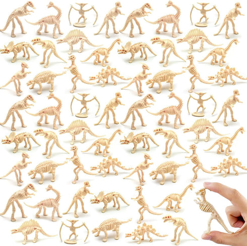 Qiuttnqn 60 Pack Dinosaur Fossil Skeletons, Plastic Dino Bones Toys for Science Play and Party Favors
