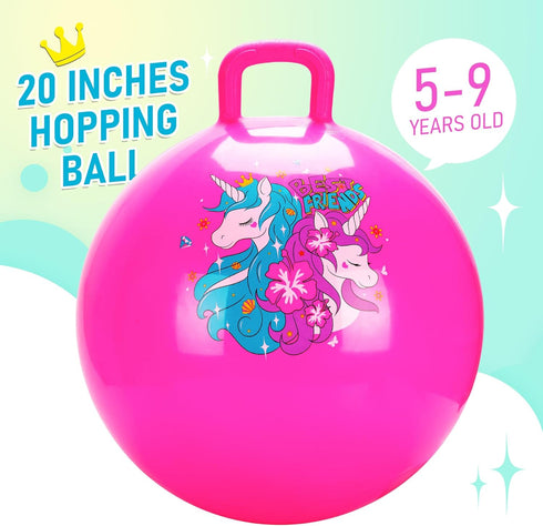 20 inches 5 6 7 8 9, U&C Planet Hopper Ball Bouncy Ball with Handle for Kids Age Sit on Bounce Jumping Hopping Toy