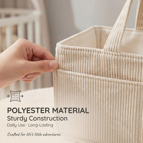 DNAMYJME Baby Diaper Caddy Organizer, Portable Corduroy Diaper Storage Basket with Handle, Baby Organizers and Storage