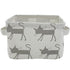 Mziart Small Foldable Canvas Storage Basket with Handles, Cotton Linen Organizer for Nursery Kids Shelves, Grey Cat