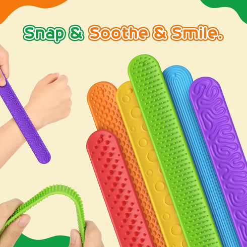 6 Pack Slap Bracelets Textured Silicone Fidget Bracelet for Autism,ADHD,Anxiety Relief Sensory Calming Tools Special