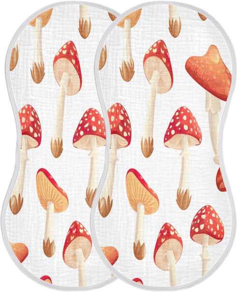 YETTASBIN Mushroom Muslin Baby Burp Cloth, Super Soft Absorbent Cotton Burp Rag Baby Bibs Feeding Cloth for Newborn