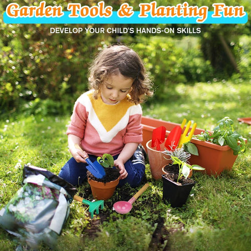 Katroiy 6 Set, Piece Kids Gardening Tools, Children Beach Sand Box Toys, Made of Metal with Sturdy Wooden Handle, Safe
