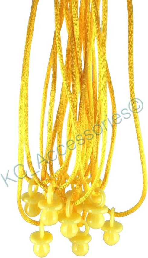 KC Accessories 36 Pcs 7/8" Mini Solid Yellow Plastic Pacifier Necklaces "Don't Say Baby!"
