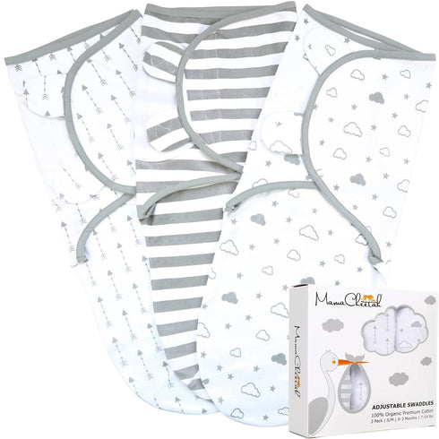 Mama Cheetah Organic Baby Swaddle Blanket, Adjustable Newborn Sleep Sacks, Easy Swaddles for Boys and Girls 0-3 Months,