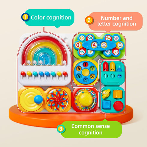 3.0 1-6 7 auby Busy Board Detachable & Assemblable Educational Sensory Toy for Toddlers Portable Learning Activity