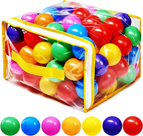 Ball Pit Balls Phthalate Free BPA Free Crush Proof Plastic - 7 Bright Colors in Reusable Play Toys for Kids with